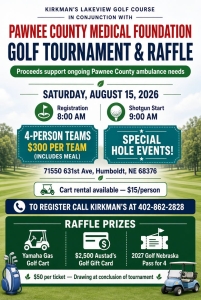 Pawnee County Medical Foundation Golf Tournament and Raffle